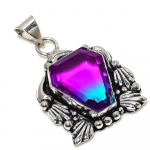 Natural Bi-Color Tourmaline Gemstone 925 Sterling Silver Pendant 1.77 t4h31