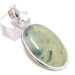 Natural Prehnite Gemstone Handmade 925 Sterling Silver Gift Pendant 2.01 o3f07
