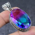 Natural Bi-Color Tourmaline Handmade 925 Sterling Silver Gift Pendant 2.09 b2b20