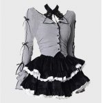 S&uuml;gisene naiste tume Academia pitsist p&auml;itsetega &uuml;laosa Gyaru Coquette Girl Crop Top Kpop T-s&auml;rgid Ballet Core 2000s Kuum seksikas gooti Korea &scaron;ikk S hall