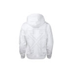 Off-White FW19 Tagak&uuml;ljel Kirjalogo ja Noolega Tr&uuml;kitud &Uuml;mmarguse Kaelusega Pikkade Varrukatega Huppari Meeste Topid Valge OMBB034E19E300030191 XS white