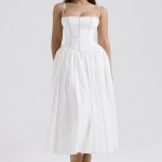 Suvine moodne rihmakleit Elegantne tr&uuml;kitud lukuga pikk kleit L