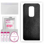 apgo Protective Skin Sticker for the back compatible with Motorola Moto Defy 2021, Wrap Film, Foil, Vinyl - Pattern Black Leather