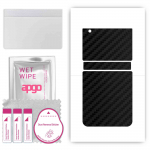 apgo kaitsev nahakleebis seljale, mis &uuml;hildub Samsung Galaxy Z Flip 3-ga, &uuml;mbriskile, foolium, vin&uuml;&uuml;l &ndash; mustriga s&uuml;simusta