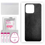 apgo Protective Skin Sticker for the back compatible with Honor X6, Wrap Film, Foil, Vinyl - Pattern Black Leather
