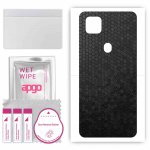 apgo Protective Skin Sticker for the back compatible with ZTE Blade 10 Smart, Wrap Film, Foil, Vinyl - Pattern Black Honeycomb