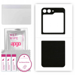 apgo kaitsev nahakleebis seljale, mis &uuml;hildub Samsung Galaxy Z Flip 5-ga, &uuml;mbriskile, foolium, vin&uuml;&uuml;l &ndash; mustrimaatriks