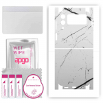 apgo Protective Skin Sticker for the back+sides compatible with Samsung Galaxy Z Flip 3, Full Wrap Film, Foil, Vinyl - Pattern White Marble
