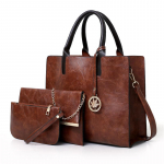 Naiste uus PU Picture Mother Bag 3-osaline komplekt &otilde;lakott v&auml;listingimustes reisimiseks 3-piece bag pruun