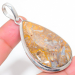 Natural Mud Crack Fossil Gemstone 925 Sterling Silver Gift Pendant 2.44 a2b87