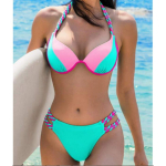 Colorblock p&auml;itsetega Push Up bikiinid p&auml;itsetega ujumistrikoo naiste seksikad ujumisriided Naiste suplejad suplevad ujumisriided rannariided M pink