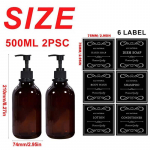 500ML/16.9OZ 2TK &scaron;ampooni kehapesu dosaator k&auml;teseebi ja n&otilde;udeseebi dosaator pumbaseebiga vannitoapudel 6 veekindla sildiga