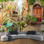 3D V&auml;ikelinna Tapeet Euroopa Maastiku Seinamaaling Elutuba Magamistuba Taustatapeet Kodu Dekoratsioon 200 cm(W) x 140 cm(H)