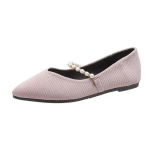 Naiste kingad S&uuml;gisene terava varbaosa Modis Pearl Dekoratsioon Naiste jalatsid Slip-on vabaaja tossud Shallow Mouth S&uuml;gis 2024 Beading Dr 35 beež