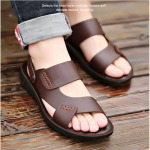 Suvemood nahast sandaalid Meeste libisemiskindlad vabaaja pl&auml;tud Nahast sandaalid Suvised hingavad reisijalatsid Meeste rannasandaalid 38-48 43 pruun