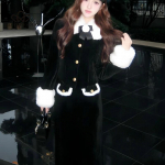 Lapitehnikas karusnahast kraega &uuml;likond talvine uus seenior tihendav kaheosaline naistemantel S valge