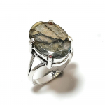 Natural Labradorite Gemstone Handmade 925 Sterling Silver Ring Size 9 b1e67
