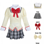 Mami Cosplay kleidikomplektid Anime Puella Magi Madoka Magica Cosplay kost&uuml;&uuml;m Sokk Kollane parukas naise peokomplekt XL