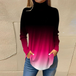 Naiste T-s&auml;rgid S&uuml;gises vabaaja pikkade varrukatega s&auml;rgid Vintage tr&uuml;kitud k&otilde;rge kaelusega pullover XL must