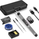 1 tk Mini juhtmeta jootekolbi komplekt USB kaasaskantav jootekolb LCD digitaalse reguleeritava temperatuuriga jootep&uuml;stoli komplektiga hall