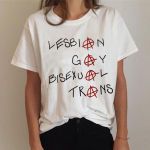 Lgbt Harajuku T-s&auml;rk Naiste Gay Pride S&auml;rk Vikerkaare T-s&auml;rk Ullzang Lesbian T-s&auml;rk 90ndate Graafilise Sublimatsiooni T-s&auml;rk 2XL valge