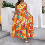 Suvine suures suuruses naiste kleit Bohemian p&uuml;hade stiilis kleit 1XL oranž