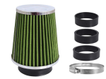 Air filter, conical 120x130x90 mm, lime green / chrome, adapters: 60, 63, 70 mm 1