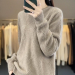 Naiste ka&scaron;miir kampsun Qinghe ka&scaron;miir 30% ka&scaron;miir 70% vill s&uuml;gis-talvine ka&scaron;miir paks pullover pehme ja soe L pruun