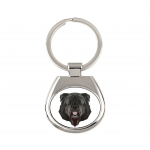 Bouvier des Flandres, Flanders Cattle Dog - geometric keychain with a photo and the inscription Art-Dog