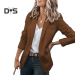 Naiste mantel Slim Fit pikkade varrukatega &uuml;hev&auml;rviline pidulik &auml;ri OL pendelr&auml;nde stiil, &uuml;he nupuga kardigan naiste kontori bleiser kevads&uuml;gisene &uuml;likonna jope L hall