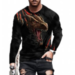 Meeste kevadine ja s&uuml;gisene pikkade varrukatega T-s&auml;rk Meeste avara &uuml;mara kaelusega kapuuts, 3D-tr&uuml;kiga tr&uuml;kitud pikkade varrukatega top S