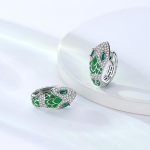 925 Sliver Snake K&otilde;rvar&otilde;ngad Naiste Trendikas Elegantne S&auml;delev Roheline Tsirkoon Madu Kohandatud r&otilde;ngask&otilde;rvar&otilde;ngad Moeehted h&otilde;be