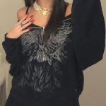 Harajuku Butterfly Prinditud pusad Naiste Y2k pikkade varrukatega t&otilde;mblukuga jope mantlid s&uuml;gistalv punk Oversize kapuutsiga dressipluusid S pruun