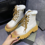 mood 2024 talvine pahkluu naiste l&uuml;hikesed saapad, &uuml;mmargune pea, paks konts, mood platvorm Naiste puuvillased kingad pluss sametist soojad naiste lumesaapad 35 valge