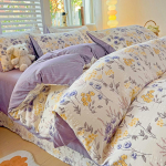 Neljaosaline komplekt, pestud puuvillane voodilina, tekikott, &uuml;hiselamu kolmeosaline komplekt 1.8m bed