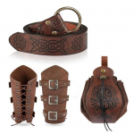 Keskaegne rihmahoidja komplekt Vintage rihmahoidja ja n&ouml;&ouml;rikott Viking Pirate Knight kost&uuml;&uuml;mitarvikud meestele ja naistele must