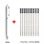 1+10 tk/komplekt metallist pastapliiats koos t&auml;idistega koolikontori roostevabast terasest materjalist p&ouml;&ouml;rlevast kirjatarvete pliiatsid 11 Pcs Black gold sinine