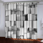 3D Must Illusioon Ps&uuml;hhedeelne Abstraktne Geomeetria Moodne 2 Osa Saatmine &Otilde;huke Aknakate Kardin Elutoa Magamistoa Sisekujundus 100W130H(CM)40x51in&Grommet Top white