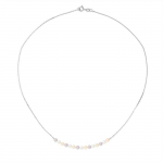PERLINEA - Collier Perle de Culture d'Eau Douce AAA+ - Ronde 3-4 mm - Multicolore - Or Blanc - Bijoux Femme