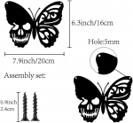 1 tk Skull metallist seinakunst liblikadekooriga &ndash; unikaalsed seinale riputatavad plaadid, stiilne ja tormiline kodukaunistus must