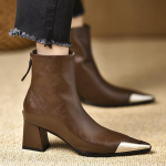 mood Naiste pahkluu lumesaapad K&otilde;rged kontsad terava varbaga kingad Talv 2025 Trend Elegantne Hubane Nahkjalatsid Moev&auml;rk Goth Chelsea Botas Mujer 35 must