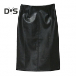 Naiste seelik k&otilde;rge v&ouml;&ouml;kohaga seljaosa l&otilde;hikuga kunstnahast midi seelik &uuml;hev&auml;rviline puusa kallistav stiil must seelik peor&otilde;ivad M must