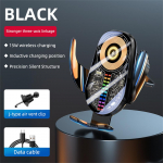 Juhtmeta autolaadija, 15 W kiirlaadimisega autotelefoni hoidiku kinnitus Automaatselt kinnituv mobiiltelefoni alus iPhone 15 14 13 12 11 Pro Max jaoks 102X80X15MM must