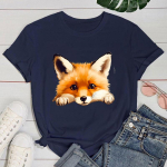 (Premium T-s&auml;rk)Uus Fashion Fox Print Graphic T-s&auml;rk Fashion Casual l&uuml;hikeste varrukatega s&auml;rk S