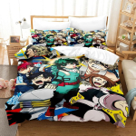 Uus Minu kangelase akadeemia Voodipesukomplekt &Uuml;he Inimese Twin T&auml;is Queen King Suurus Kawaii Voodikomplekt T&auml;iskasvanu Laste Magamistuba Tekikoti Komplektid 3D Anime AU Single 140x210cm