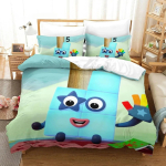 Moodne 3D-prindiga multifilmide numbrim&auml;ngude voodipesukomplekt Kahekohaline Twin King Suur tekikott Tekk Padjap&uuml;&uuml;r Poistele T&uuml;drukutele T&auml;iskasvanute Magamistuba 70x133cm 2pcs blue