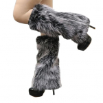 1 paar naiste imitatsioonist rebane karusnahast jalasoojendajad &uuml;hev&auml;rvilised elastsed karvased saapakatted p&otilde;lvedeni pikad sokid moeaksessuaarid 30cm must valge v&auml;rv