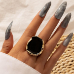 Oil Big Joint Ring Gooti ehted Bohemian Black Stone S&otilde;rmus naistele Meeste v&otilde;lusid one size