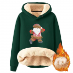Women's fashionable hooded Christmas print and fleece warm loose pullover hoodie XXL