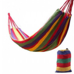 Camping Hammock Kahekordne kaasaskantav v&otilde;rkkiik 2 sidemega, v&auml;rviline triibulisest riidest v&otilde;rkkiik siseruumides punane
